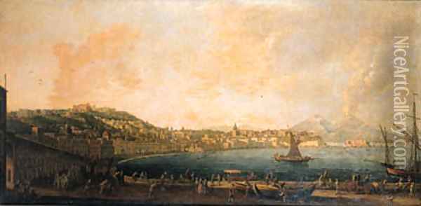Naples and the Riviera di Chiaia from the Convento di Sant'Antonio Oil Painting - Pietro Antoniani