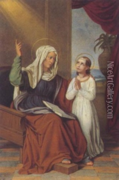 Maria Und Anna Oil Painting - Eduard Friedrich Leybold