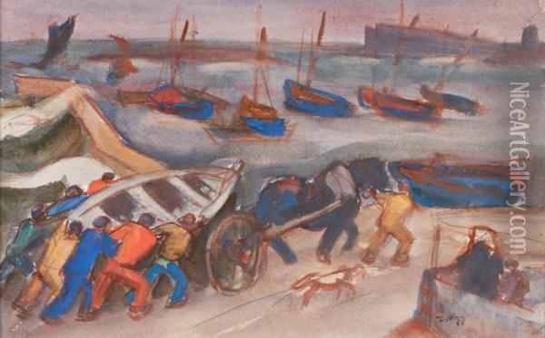 Sauvetage Dans La Manche Oil Painting - Jules Emile Zingg