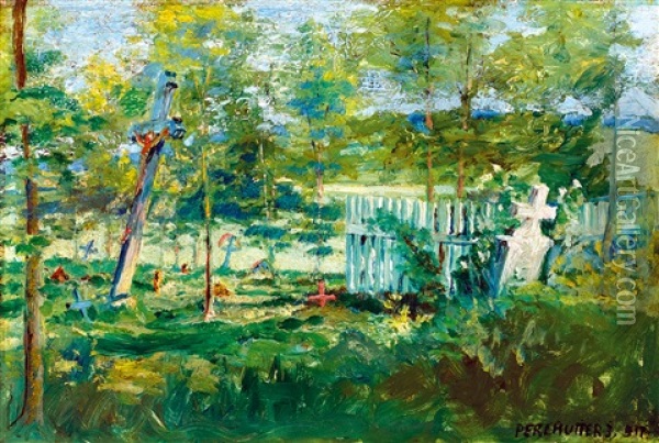 Churchyard Oil Painting - Izsak Perlmutter
