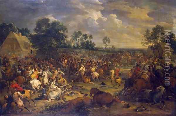 Battle Oil Painting - Adam Frans van der Meulen