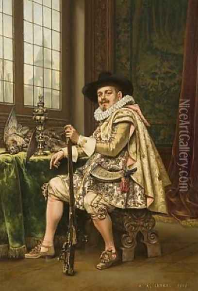 Le Chevalier Oil Painting - Adolphe-Alexandre Lesrel
