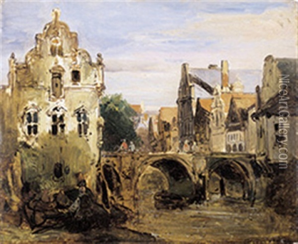 Stadsgezicht Te Mechelen Oil Painting - Jean (Jan) Michael Ruyten