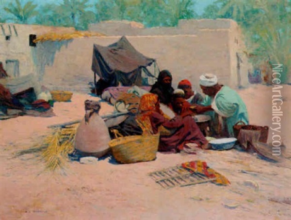 A Family Meal In An Arabian Town Oil Painting - Leopold Alphons Mielich