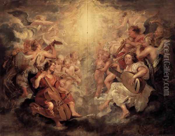 Music Making Angels Oil Painting - Peter Paul Rubens