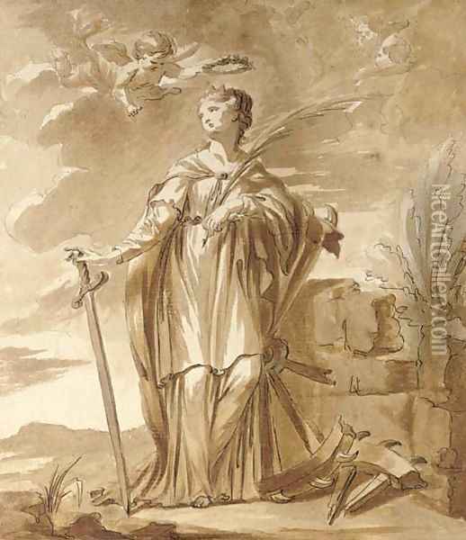 Saint Catherine of Alexandria Oil Painting - French School