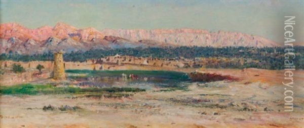 L'oasis Du Ksar Zenaga Oil Painting - Maxime Noire