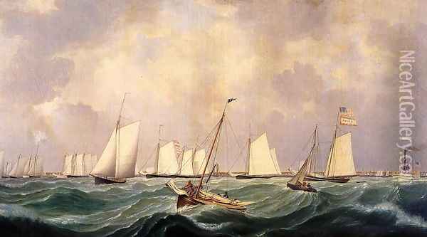 New York Yacht Club Regatta Oil Painting - Fitz Hugh Lane