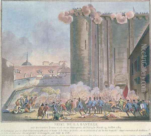 The Taking of the Bastille by the French Guards and the Bourgeoisie Oil Painting - Jean-Francois Janinet
