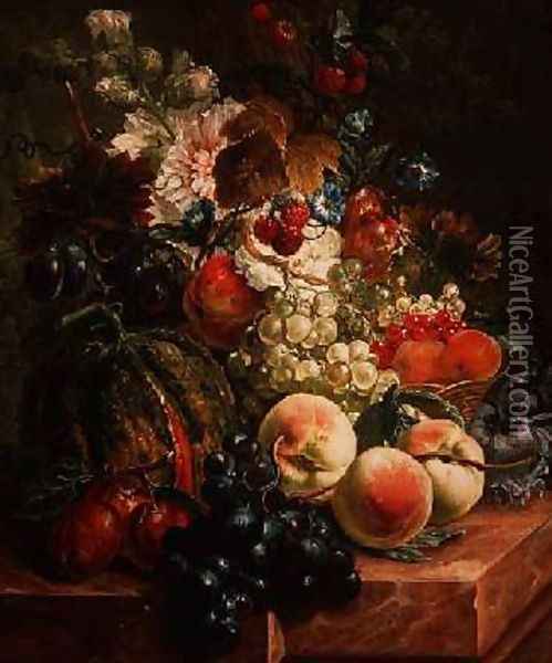 Still Life of Fruit and Flowers Oil Painting - Johannes or Jacobus Linthorst