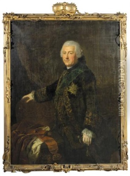 Portrait Of Duke Karl I Of Brunswick-wolfenbuttel Oil Painting - Antoine Pesne