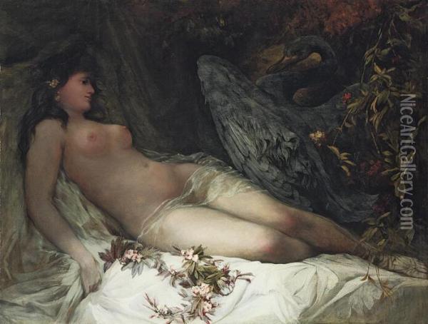 Leda And The Swan Oil Painting - Hans Makart