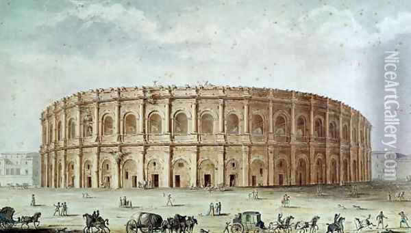 View of the Roman Amphitheatre Oil Painting - Alphonse de Seynes