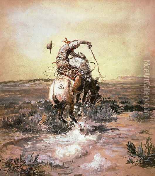 A Slick Rider Oil Painting - Charles Marion Russell