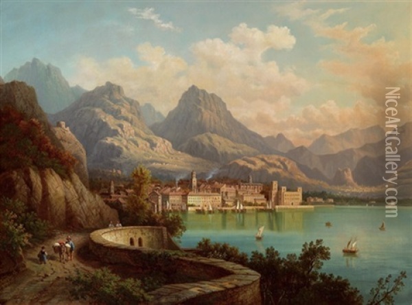 Ansicht Von Riva Oil Painting - August Oeser