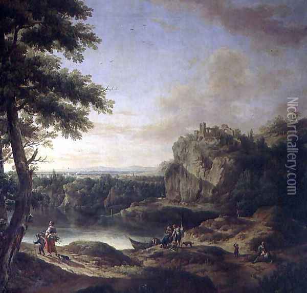 Landscape scene Oil Painting - Joseph Rosa or Roos