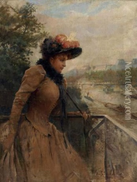 Femme Au Terre-plein Du Pont-neuf Oil Painting - Jean-Paul Sinibaldi