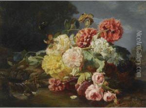 Flower Still Life Oil Painting - Jean-Baptiste Robie