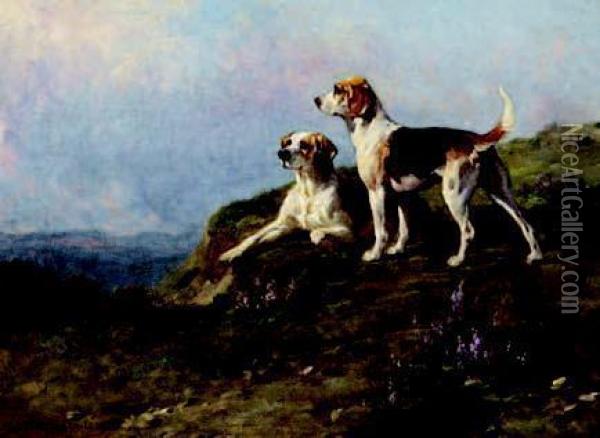 Cani Da Caccia Oil Painting - Leon-Charles Hermann