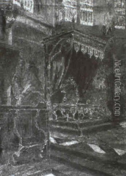 Chor Einer Gotischen Kirche Oil Painting - August Von Brandis