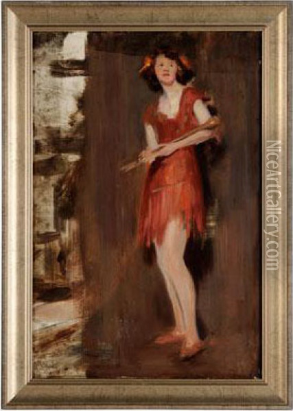 Flapper With A Baton Oil Painting - Emil Fuchs