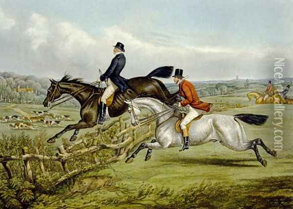 Jumping, plate from 'The Right and The Wrong Sort', in Fores Hunting 1859 Oil Painting - Henry Thomas Alken