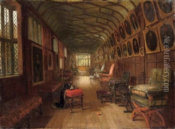 The Brown Gallery, Knole, Kent Oil Painting - Louise J. Rayner