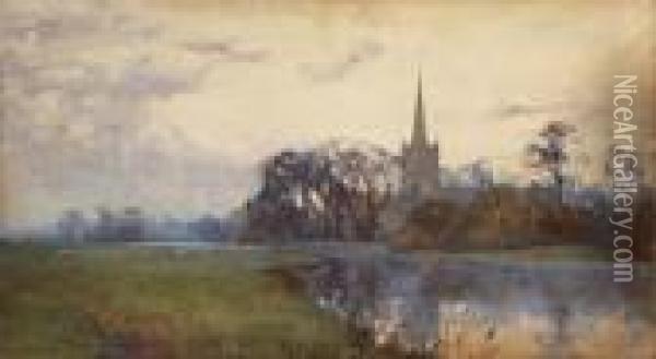 Stratford On Avon Oil Painting - Alfred Parsons