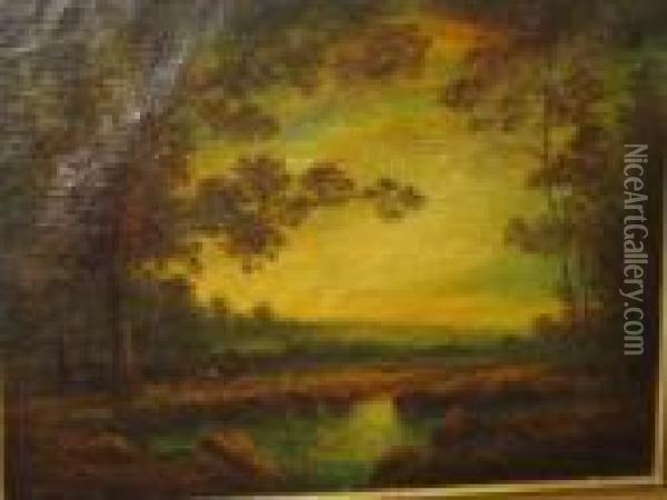 Autumn Landscape Sunset Oil Painting - Hudson Mindell Kitchell