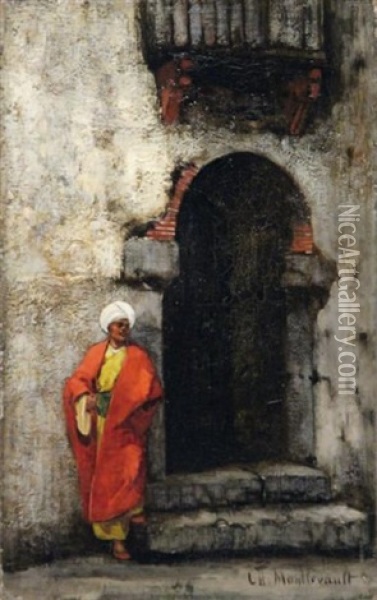 Un Oriental Debout, Appuye Au Montant D'une Porte Oil Painting - Charles Montlevault
