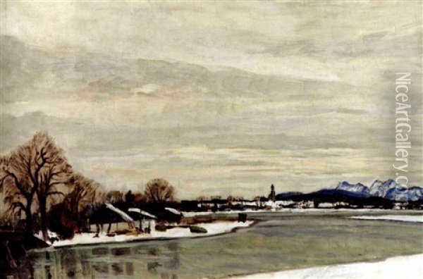 Winterlandschaft Bei Dachau Oil Painting - Adolf Hoelzel