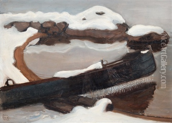A Winter Shore Oil Painting - Akseli Valdemar Gallen-Kallela