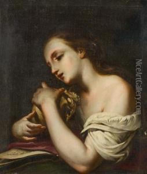 Maddalena Col Teschio E Le Sacre Scritture Oil Painting - Girolamo Pesci