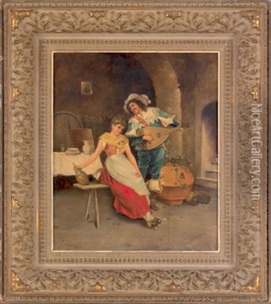 Courting Scene Oil Painting - Pasquale Ruggiero