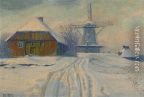 Winterlandschaft Oil Painting - Christopher Rave
