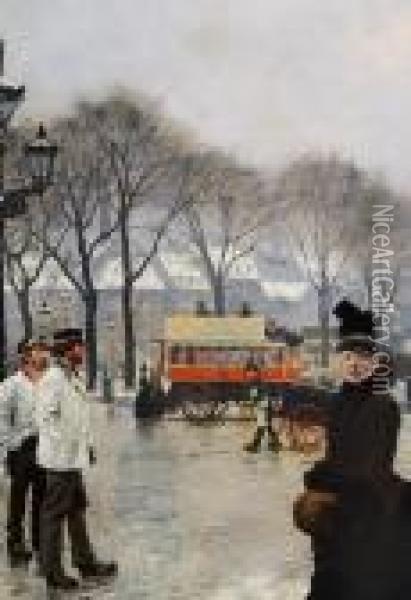 Winter's Day At Kongens Nytorv Oil Painting - Paul-Gustave Fischer