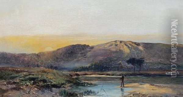 The Surrey Hills (+ On The Thames; Pair) Oil Painting - Charles Leslie