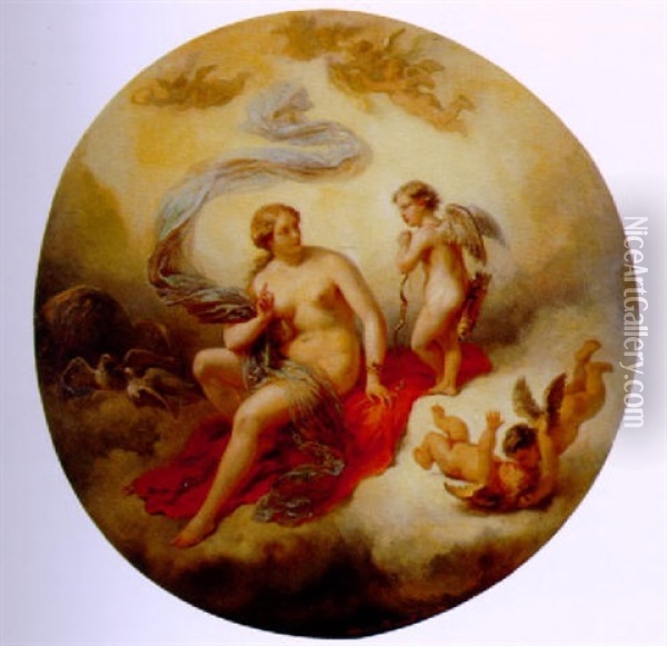 Venus Et Amours Dans Les Nuees Oil Painting - Eugene Louis Charpentier