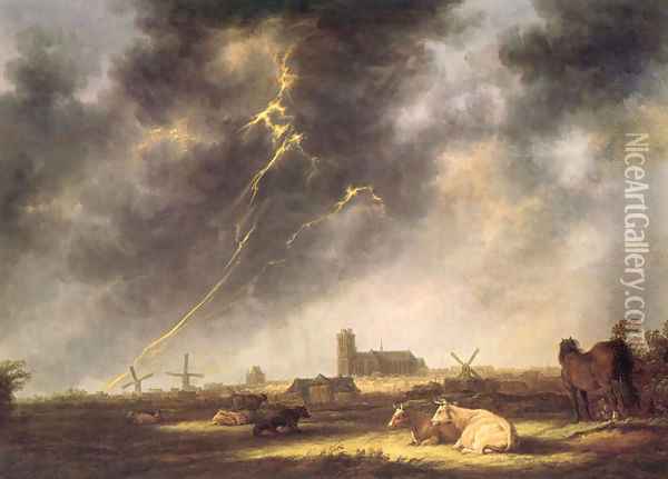 Thunderstorm over Dordrecht Oil Painting - Aelbert Cuyp