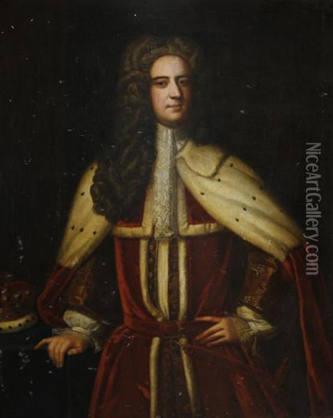 Portrait Of A Gentleman, 
Traditionally Identified As Valentine Iii, Viscount Kenmare, 
Three-quarter-length, Wearing Peer's Robes Oil Painting - Sir Godfrey Kneller
