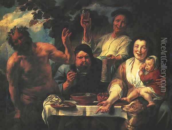 Satyr with Peasants Oil Painting - Jacob Jordaens