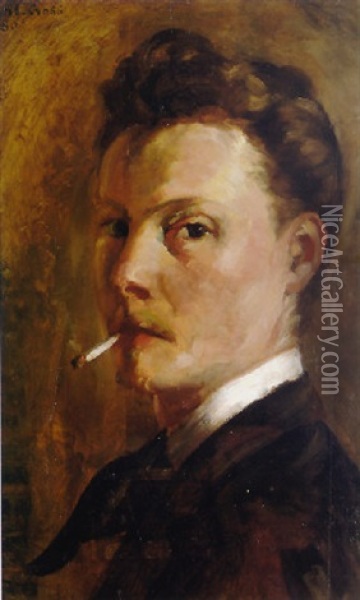 Portrait De L'artiste Fumant Oil Painting - Henri-Edmond Cross