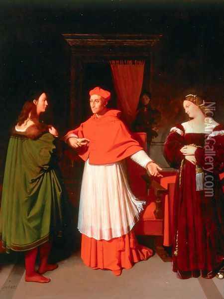 The Betrothal of Raphael and the Niece of Cardinal Bibbiena Oil Painting - Jean Auguste Dominique Ingres