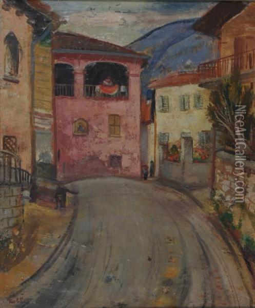 Eingang Zum Dorf Ponte Capriasca Oil Painting - Albert Stefan Kohler
