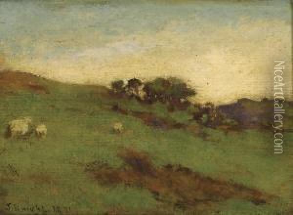 Landscape With Sheep Oil Painting - Joseph Knight