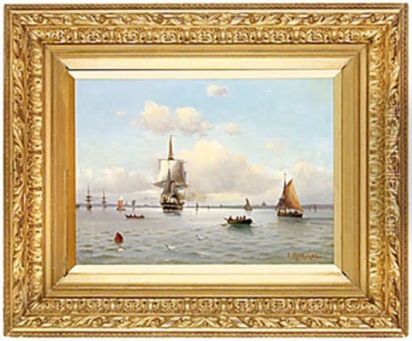 Fullriggare Pa Redden Oil Painting - Ludvig Otto Richarde