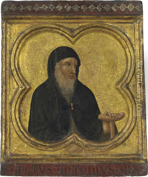 Saint Anthony Abbot Inscribed 'sanctvs . Antonivs . Abs .' Oil Painting - Pietro Lorenzetti
