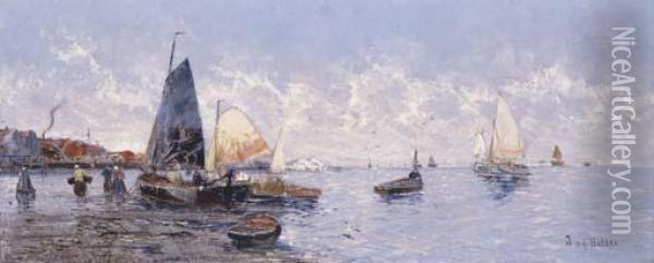 Fishing Boats Oil Painting - J.V.D Helder