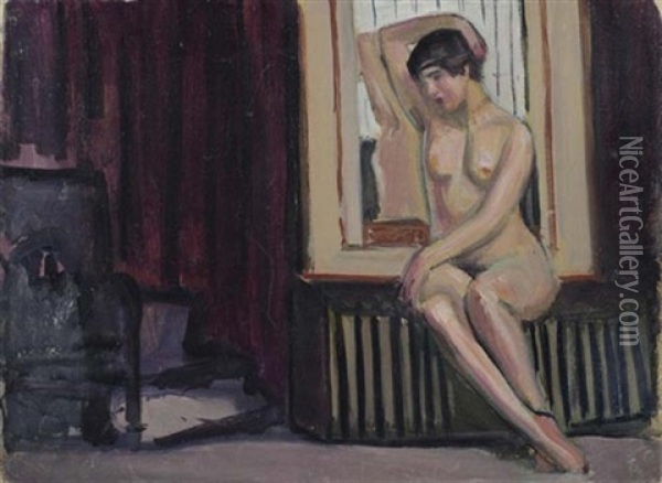 Weiblicher Akt Vor Spiegel Oil Painting - Fernand Piet