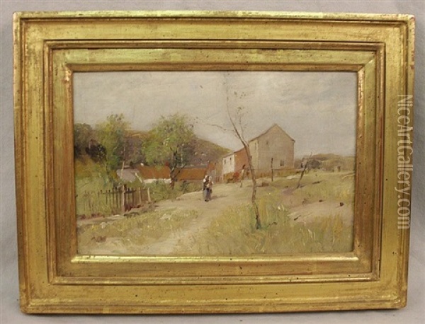 Homestead With Figures Oil Painting - Charles Edwin Lewis Green